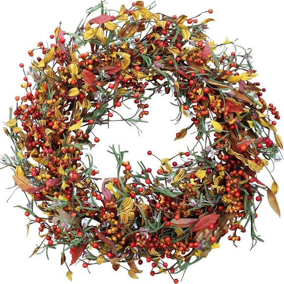 Other - Appalachia Berry Silk Fall Door Wreath 24 inch, Handcrafted, Designed in , Full